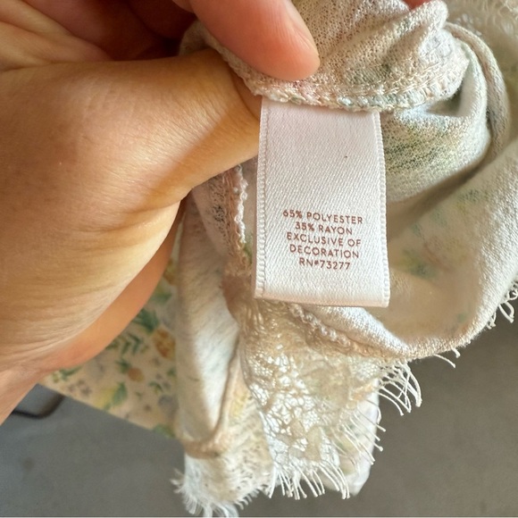 LC Lauren Conrad Pastel Floral Pineapple Top Tie Back XS - Picture 4 of 6